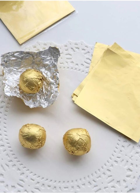 100 pieces of golden chocolate foil wrappers for wrapping chocolates and candies