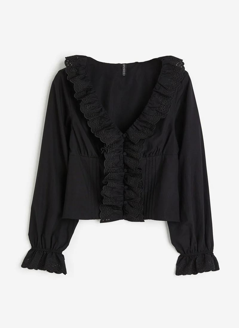 اتش اند ام Frill Trimmed Poplin Blouse