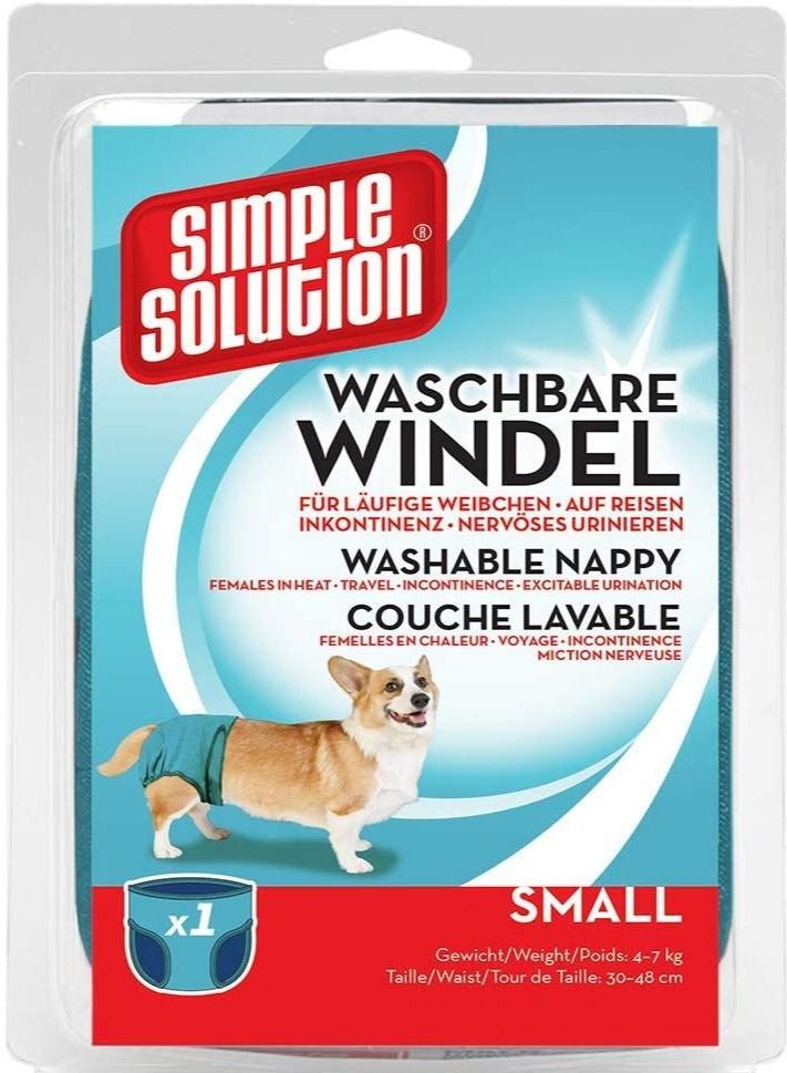 Simple Solution Small Absorbent Washable Female Dog Diapers Blue - Image 1