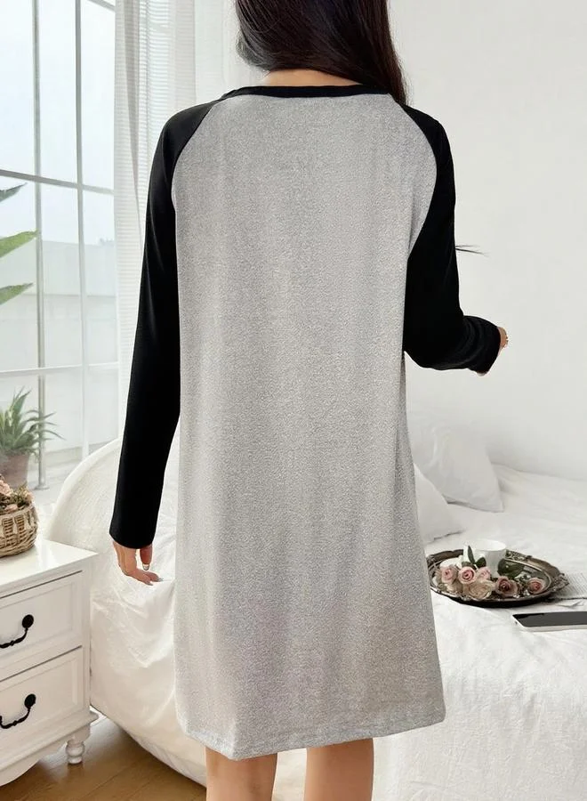 تايك تو Love Slogan Print Raglan Sleeve Nightdress