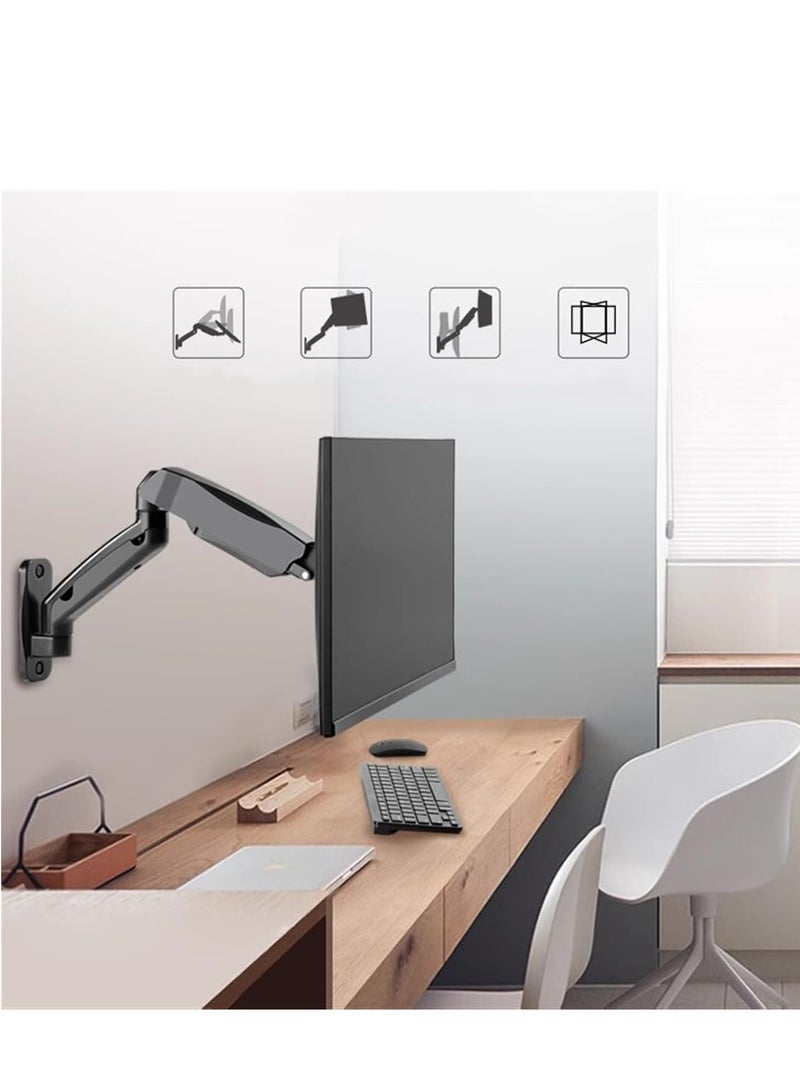 هامود حمود، حامل شاشة حائطي فردي لمكتب الشاشة، مناسب لشاشات 32 بوصة بحد أقصى، حامل شاشة قابل للتعديل بالكامل بنابض غاز يتحمل من 2.2 إلى 19.8 رطل، متوافق مع معايير VESA 75x75 مم/100x100 مم، حامل شاشة أسود - Image 2