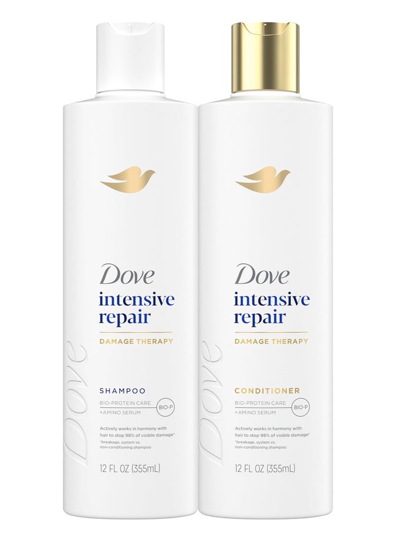 Dove Dove Strengthening Shampoo and Conditioner for Damaged Hair Intensive Repair Dry Hair Shampoo and Deep Conditioner Fromulas with Keratin Actives 12 oz,1 Count (Pack of 2)  - Image 1