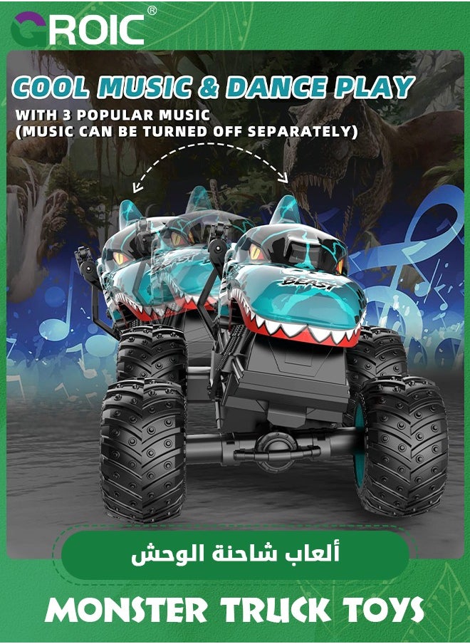 GROIC Monster Truck Toys, 2.4Ghz RC Monster Trucks for Boys, 1:20 Dinosaur Remote Controlled Car with Light & Music, Remote Control Truck with Stunt, 360° Spin, Walk Upright& Drift, RC Cars  - Image 3