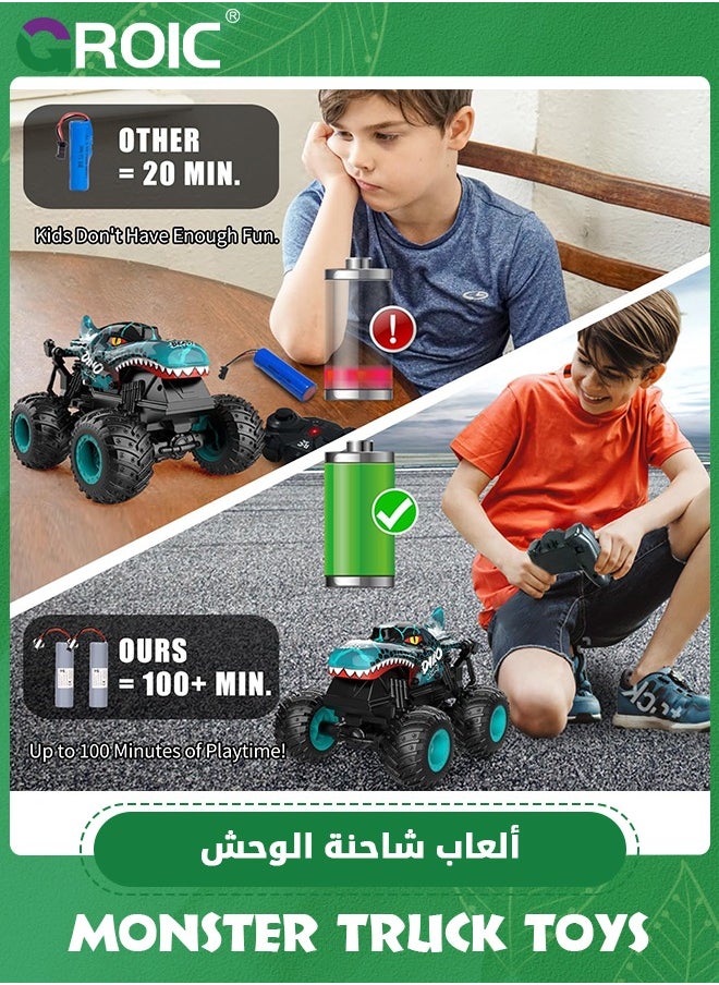 GROIC Monster Truck Toys, 2.4Ghz RC Monster Trucks for Boys, 1:20 Dinosaur Remote Controlled Car with Light & Music, Remote Control Truck with Stunt, 360° Spin, Walk Upright& Drift, RC Cars  - Image 5