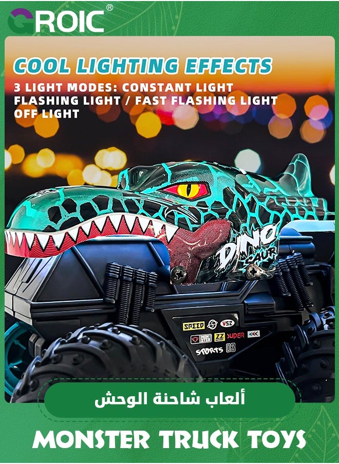 GROIC Monster Truck Toys, 2.4Ghz RC Monster Trucks for Boys, 1:20 Dinosaur Remote Controlled Car with Light & Music, Remote Control Truck with Stunt, 360° Spin, Walk Upright& Drift, RC Cars  - Image 4