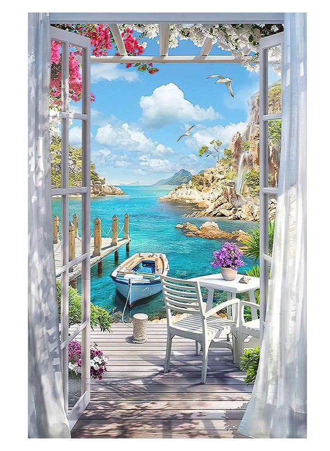 TREXEE Paint by Number for Adults Beginner Canvas Landscape Beach - Painting by Numbers Kits with 3 Brushes and Acrylic Paint(16X20 Inch)(NO Frame) - Image 1