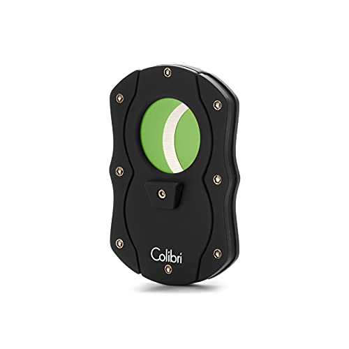 Colibri Premium Cut Cigar Cutter - Ergonomic Stainless Steel, Double Guillotine Style Spring-Loaded Straight Cut Blade, Ideal for up to 62+ Ring Gauge - Gift for Cigar Enthusiasts (Black & Green) - Image 1