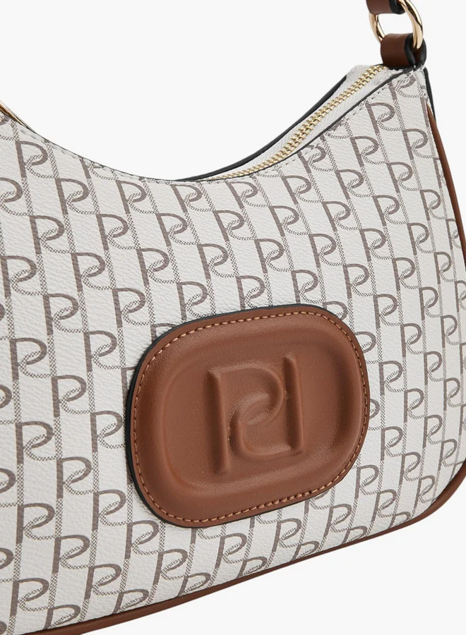 Paprika Monogram Print Shoulder Bag with Zip Closure