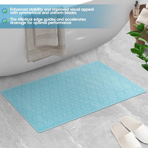 WRISIN Bathtub Mat Non Slip with Suction Cups - 100% Rubber Bathroom Mat Textured for Bath Tub Shower Safety - Soft on Touch - BPA/PVC Free - Pet Dog Bath Mat - Machine Washable - 16 × 28 Inch（Blue） - Image 5