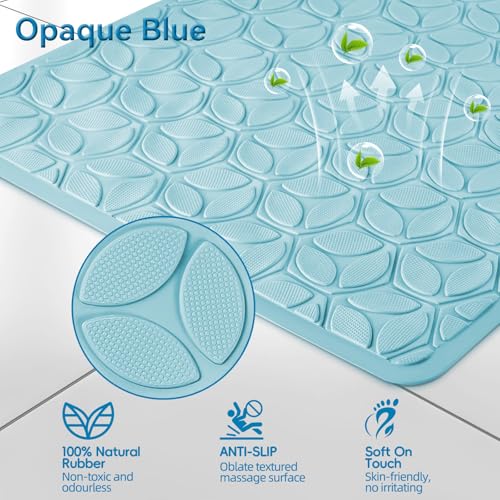 WRISIN Bathtub Mat Non Slip with Suction Cups - 100% Rubber Bathroom Mat Textured for Bath Tub Shower Safety - Soft on Touch - BPA/PVC Free - Pet Dog Bath Mat - Machine Washable - 16 × 28 Inch（Blue） - Image 2