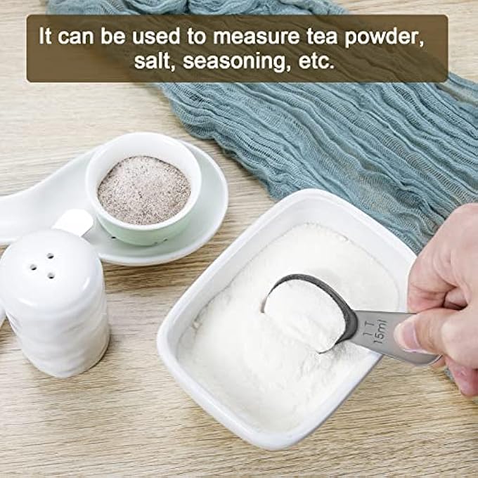 ريحني ملعقة قهوة من الفولاذ المقاوم للصدأ من قطعتين ملعقة كبيرة ملعقتان ملعقة كبيرة متينة وملعقة قياسية مريحة مناسبة للجرار الصغيرة والكبيرةملعقة قصيرة المقبض سوداء - Image 5