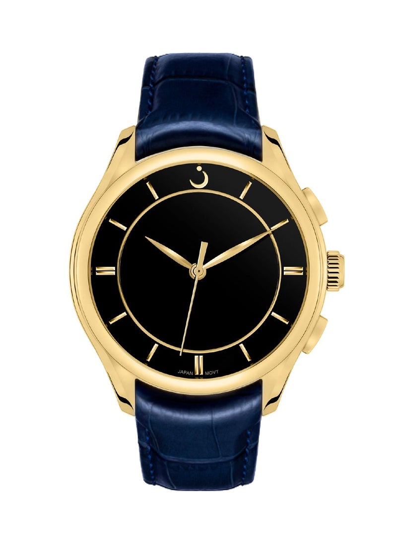 Al Fajr Men Premier 360 Analog + Digital Leather Gold Watch WW-22LG - Image 1