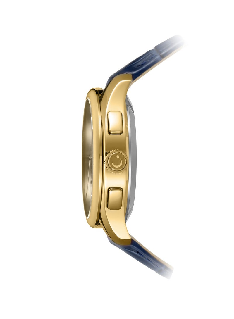 Al Fajr Men Premier 360 Analog + Digital Leather Gold Watch WW-22LG - Image 3