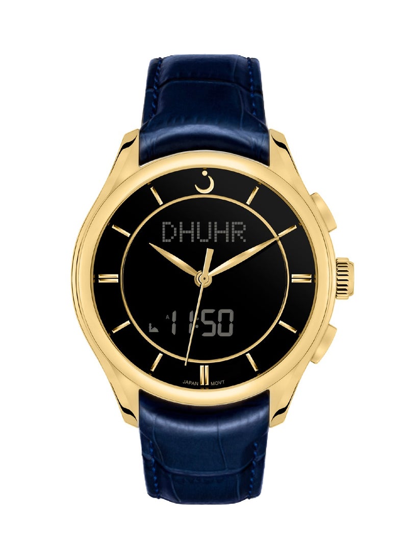 Al Fajr Men Premier 360 Analog + Digital Leather Gold Watch WW-22LG - Image 2
