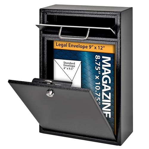 Mail Boss 7412 High Security Steel Locking Wall Mounted Mailbox-Office Comment Letter Deposit, Black Drop Box - Image 3