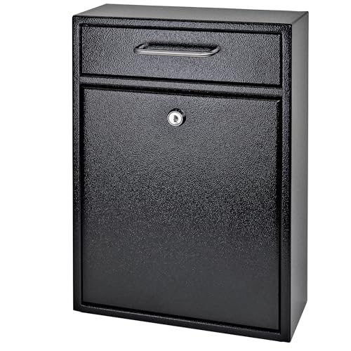 Mail Boss 7412 High Security Steel Locking Wall Mounted Mailbox-Office Comment Letter Deposit, Black Drop Box - Image 1