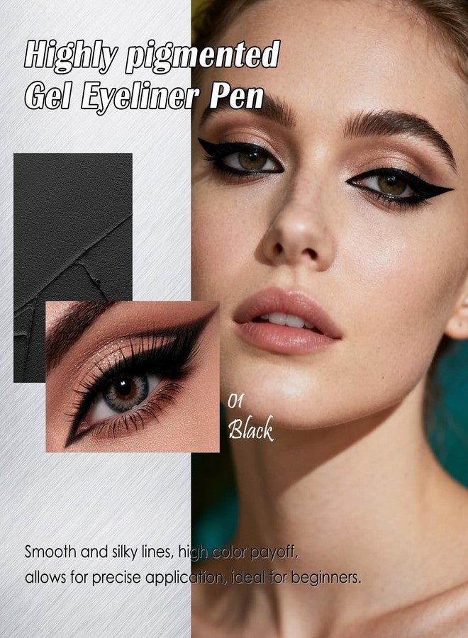 Lestpola Black Waterproof Gel Eyeliner, Highly Pigmented Long-lasting Matte Cream Waterline Eyeliner Pencil, Retractable Eye Liner Pen Built in Sharpener for Women Sensitive Eyes, Christmas Makeup Gifts-01 - Image 2