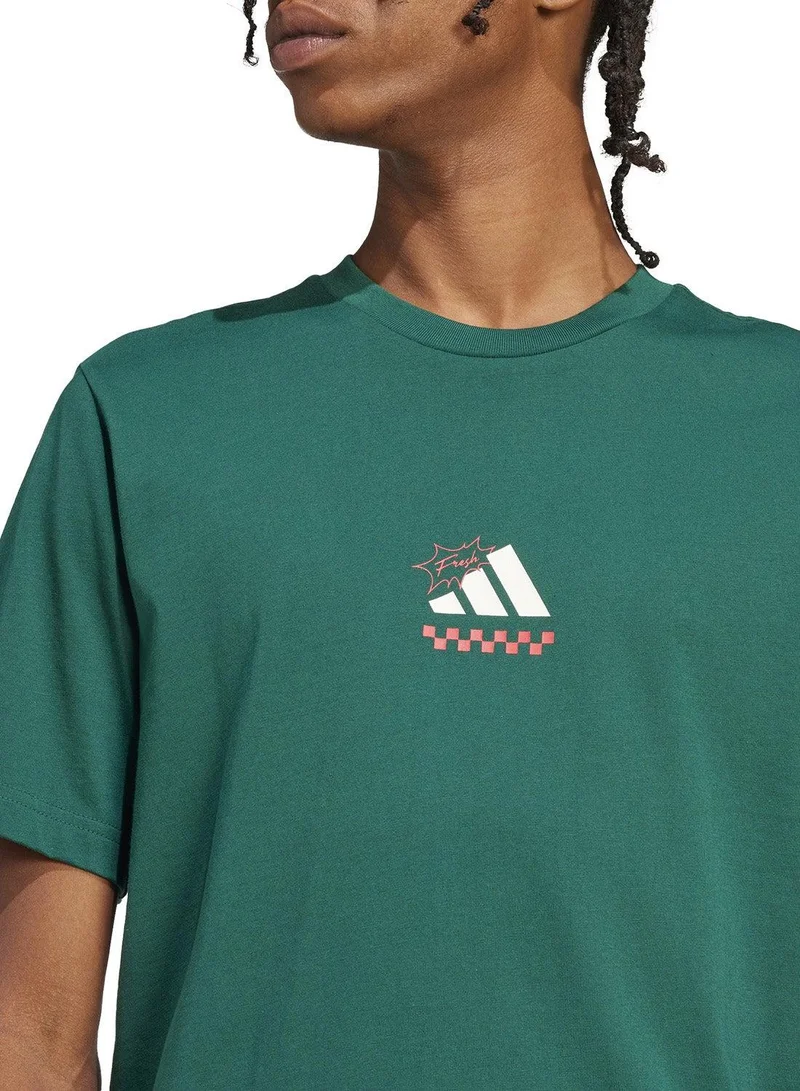 Adidas Green Lounge Pizza Graphic T-Shirt for Men | Best Price UAE