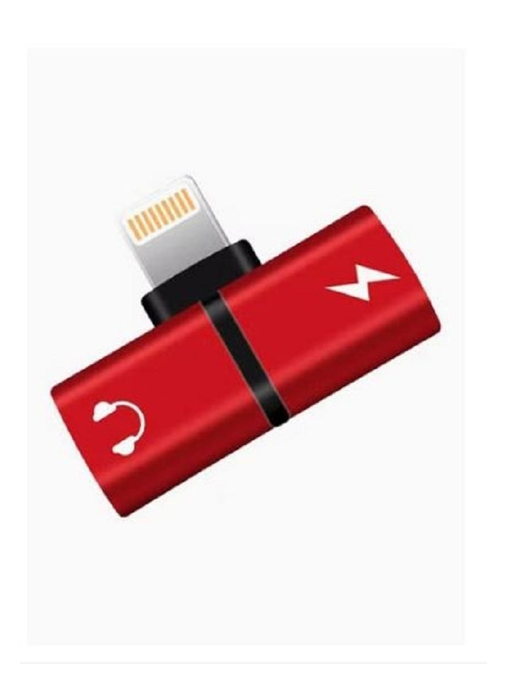 2-In-1 USB Audio And Charging Adapter Red/Black  - Image 1