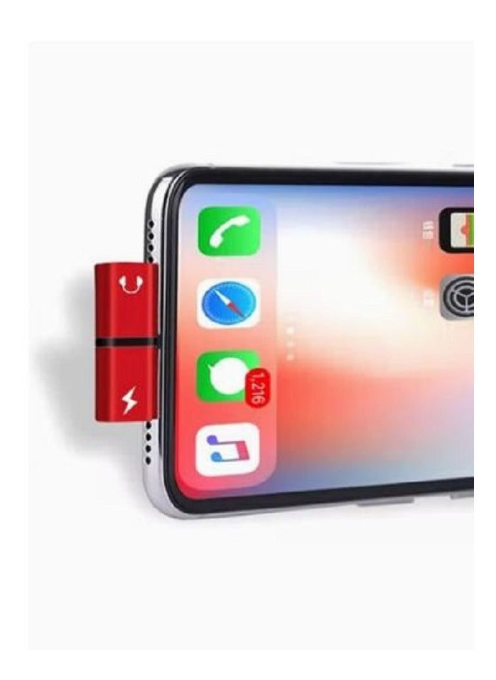 2-In-1 USB Audio And Charging Adapter Red/Black  - Image 3