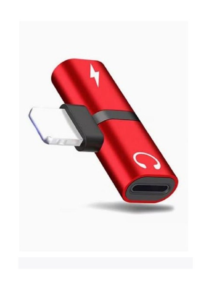 2-In-1 USB Audio And Charging Adapter Red/Black  - Image 2