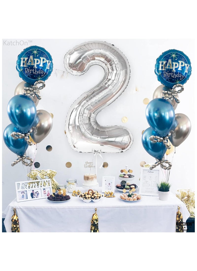 KATCHON Silver Number 2 Balloon for 2nd Birthday - 40 Inch | Silver Two Balloon for 2nd Birthday Decorations  - Image 5