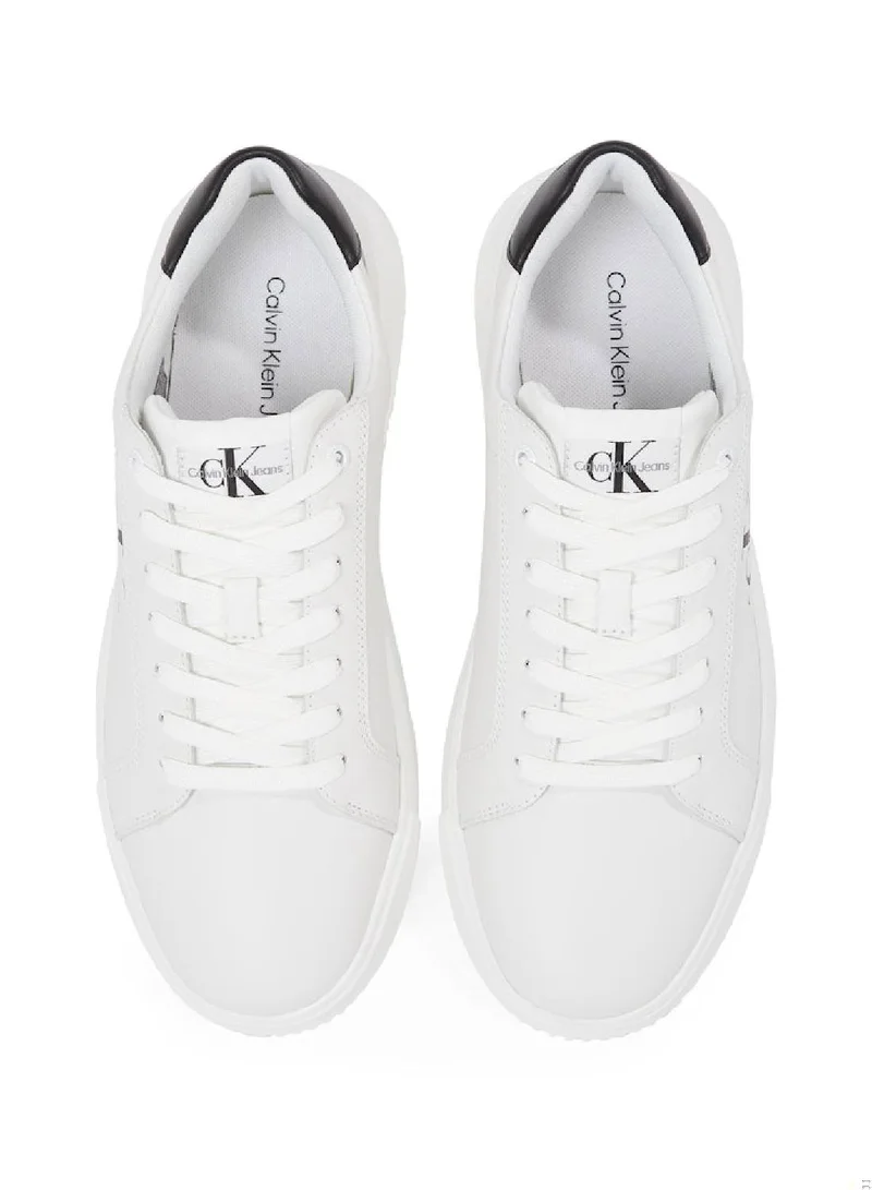 Calvin Klein Jeans Men's Leather Trainers -  smooth leather upper , White