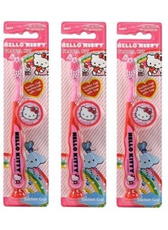 Firefly Hello Kitty Children's Tooth Brush (Pack of 3) With Cap and Suction - Toothbrush Designs Vary - Premium Quality 
