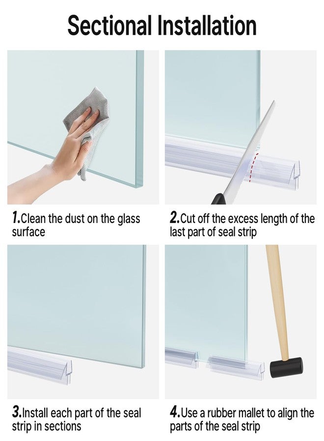 AmazerBath 3 PCS Shower Door Bottom Seal for 1/2 Inch Glass - (15.75 Inches x 3), 3 Section Segmented Shower Installation Kit Frameless Glass Door Seal Strip - Image 5