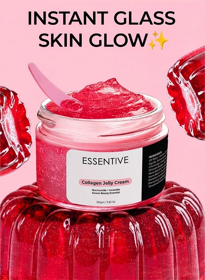 Essentive Collagen Jelly Cream – Niacinamide + Freeze-Dried Hydrolyzed Collagen – 24Hr Deep Hydration, Glow & Firming – Improves Skin Barrier, Brightens & Lifts – Anti-Aging Korean Skincare for All Skin Types - Image 1