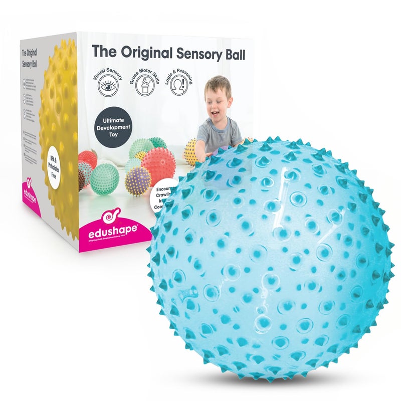 Edushape Sensory Ball for Baby - 7â€ Transparent Trendy Color Baby Ball that Helps Enhance Gross Motor Skills for Kids Aged 6 Months & Up - Pack of 1 Vibrant Colorful and Unique Textured Ball for Baby - Image 1