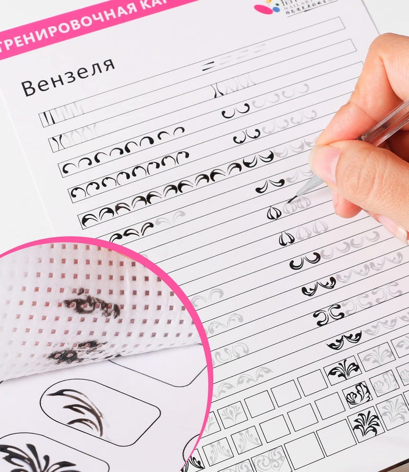 DOUBORQ Nail Art Book Design Practice With 3pc Rose Gold Nail Liner Pen 360pcs Nail Wipes Lines Drawing Painting Template Learning Book Manicure Tools For Beginner (white) - Image 3