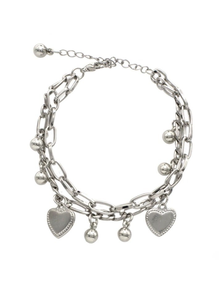 Goolsky Couple Heart Bracelet – Double-Layer Vintage Romance Korean Style Bracelet for Women & Girls  - Image 1