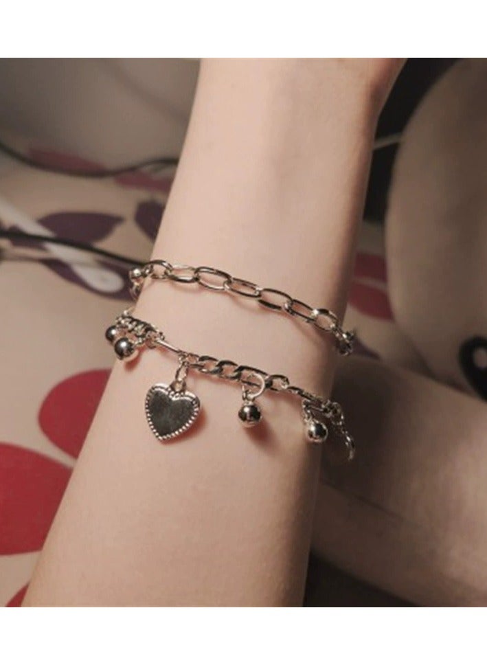 Goolsky Couple Heart Bracelet – Double-Layer Vintage Romance Korean Style Bracelet for Women & Girls  - Image 2