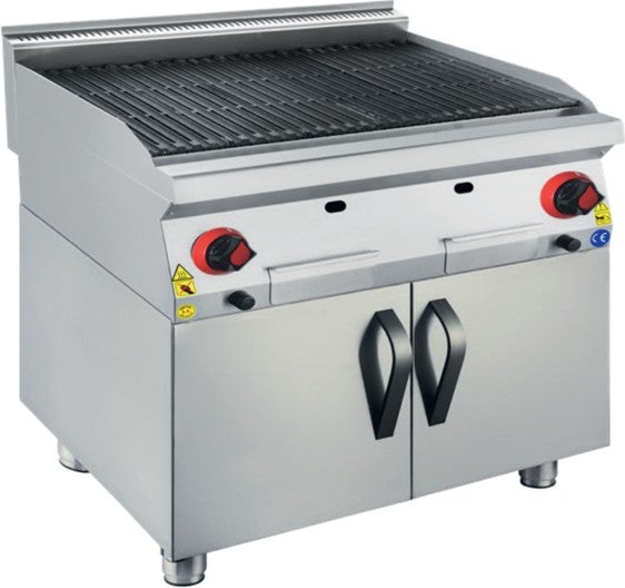 CSA Inox Karacasan Industrial 900 Series Natural Gas Lava Stone Cast Iron Grill with Cabinet 
