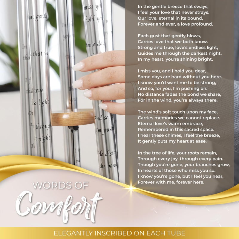 Spiritwind Tree of Life Memorial Wind Chimes for Loss of Loved One - Beautifully Packaged Memory Tree Windchimes in Memory of a Loved One - Sympathy Wind Chimes with Sympathy Card & Floral Keepsake (32" Size) - Image 4