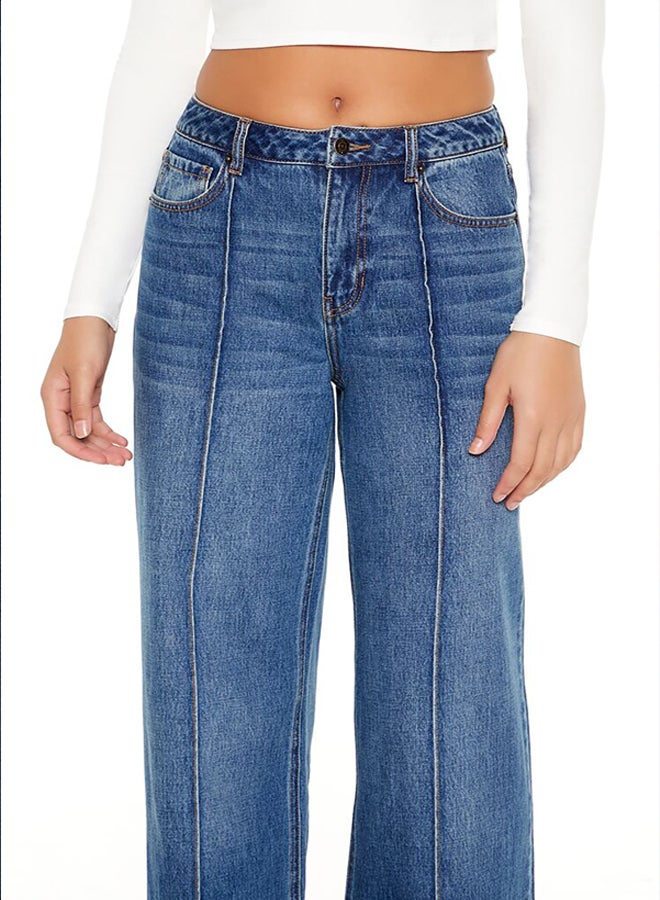 FOREVER 21 Cuffed High-Rise Wide-Leg Jeans - Image 4
