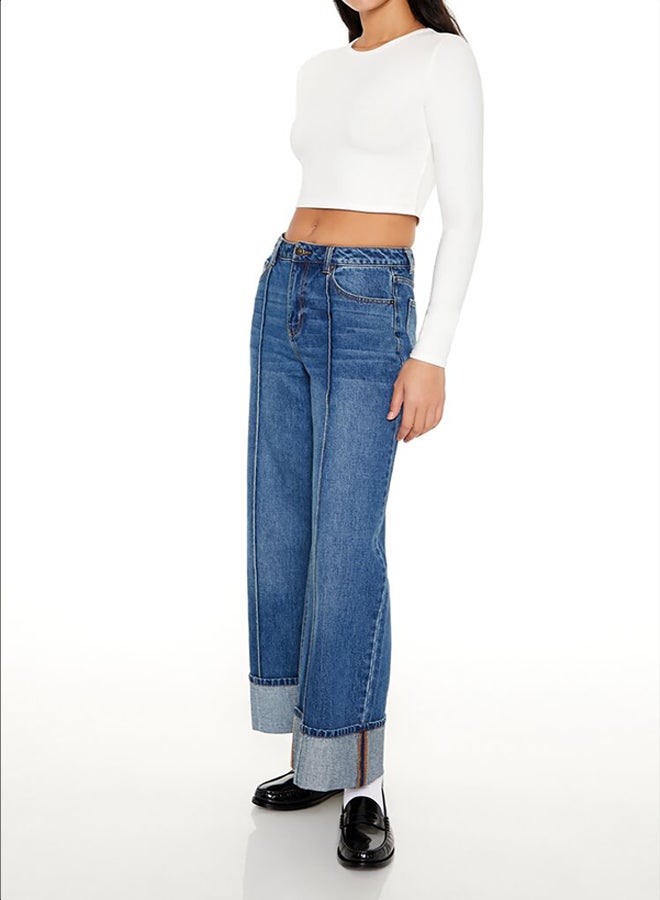 FOREVER 21 Cuffed High-Rise Wide-Leg Jeans - Image 2