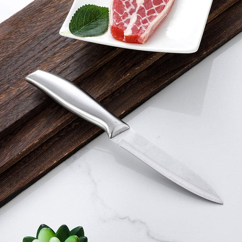 Capmora Premium Stainless Steel Kitchen Knife Set Chefs Knife Butcher Knife Sharp NonStick Soft Handles Cutting Meat Heavy Duty Blade Butcher Meat Stainless Steel Knife SilverCA - Image 5