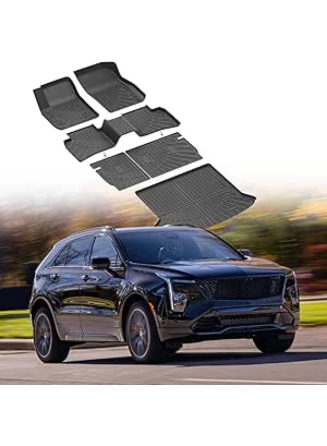 Complete car floor mat set with trunk mat, made of water-resistant and anti-slip TPE material, providing comprehensive floor protection. - Image 1