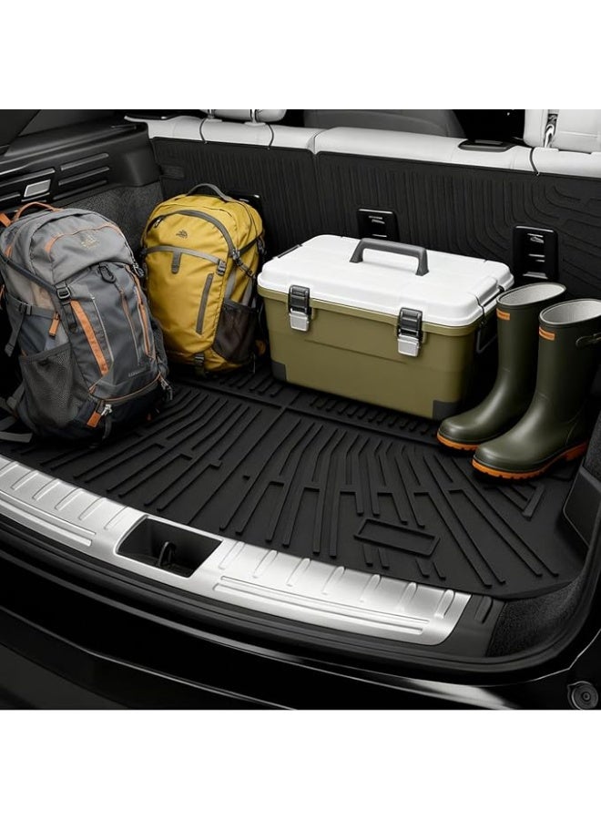 Complete car floor mat set with trunk mat, made of water-resistant and anti-slip TPE material, providing comprehensive floor protection. - Image 3