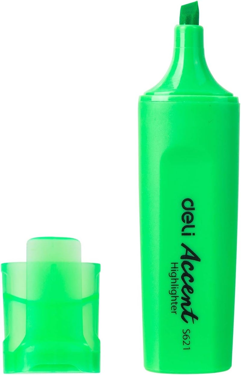 Deli 1-5 mm Chisel Tip Highlighter Pen, Green - Image 1