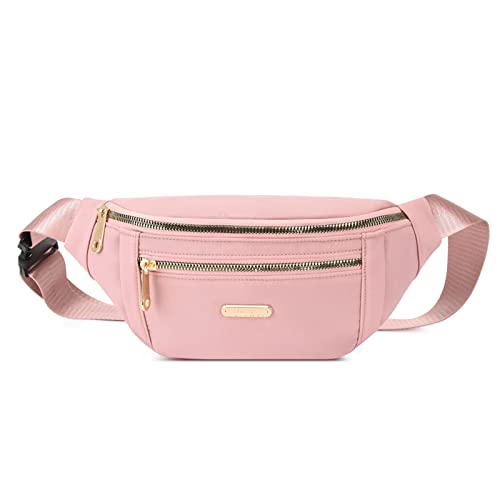 DAITET Fashionable Baby Pink Fanny Pack for Men&Women, Crossbody Waist Bag with Adjustable Belt, Large Capacity Bum Bag for Traveling Hiking Cycling Workout Casual(Baby Pink) - Image 1