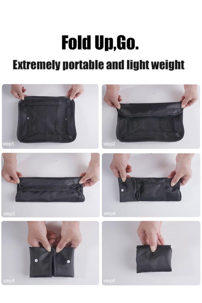 متجر الفرح مجموعة من 7 مكعبات تعبئة لحقائب السفر، منظمات تعبئة أمتعة السفر مع حقيبة غسيل، حقيبة تخزين أحذية مضغوطة، حقيبة ملابس داخلية، للرجال والنساء، لون أسود - Image 5