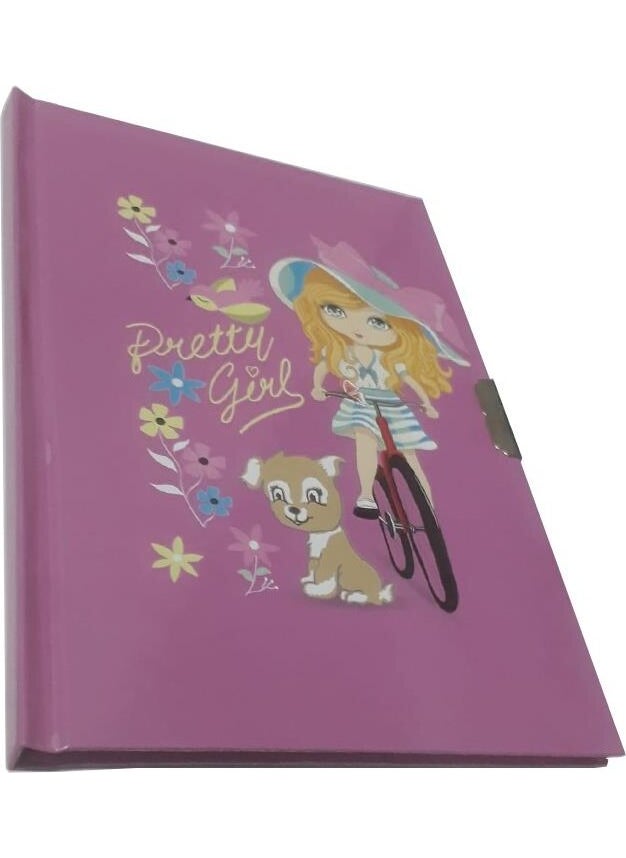 Artlantis Diary Book Locked Girl Model Diary Notebook Onas Hard Cover 100 Sheets Striped 1 Piece 