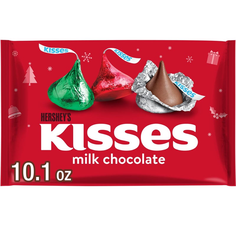 HERSHEY'S KISSES Milk Chocolate, Christmas Candy Bag, 10.1 oz - Image 1
