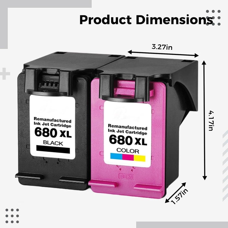 Printer Compatible Ink Cartridge Combo Pack, High Capacity 680, Black and Tri-Color Replacement, Easy Refill, Quality Chip, 10-Year Brand - Image 5