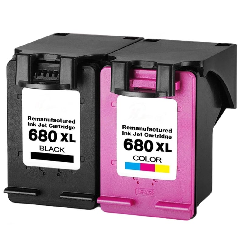 Printer Compatible Ink Cartridge Combo Pack, High Capacity 680, Black and Tri-Color Replacement, Easy Refill, Quality Chip, 10-Year Brand - Image 1