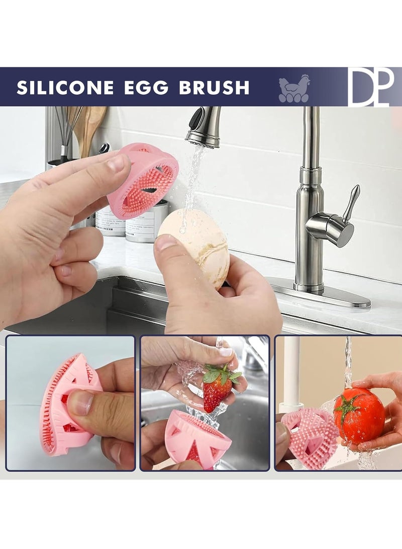 Fresh Egg Washer, Reusable Silicone Cleaner and Kitchen Brush Tools - Egg Brush for Cleaning Fresh Eggs, Fresh Egg Cleaner (Pink)  - Image 5