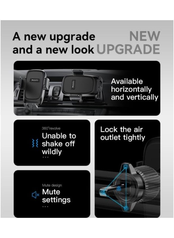 The C241 Smart Car Phone Holder for Air Vent Mounting – 360° Flexible Rotation and Stable Protection While Driving – Compatible with Phones from 4.7 to 7.2 inches – Easy to Install and Use Without Tools - Image 4